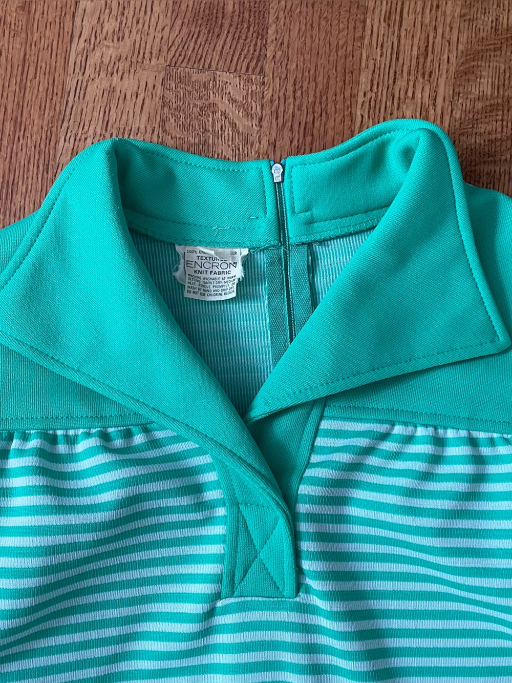 Vintage 70s Marty Gutmacher Knit Pantsuit Green White Lounge Disco Retro M? - Picture 6 of 16